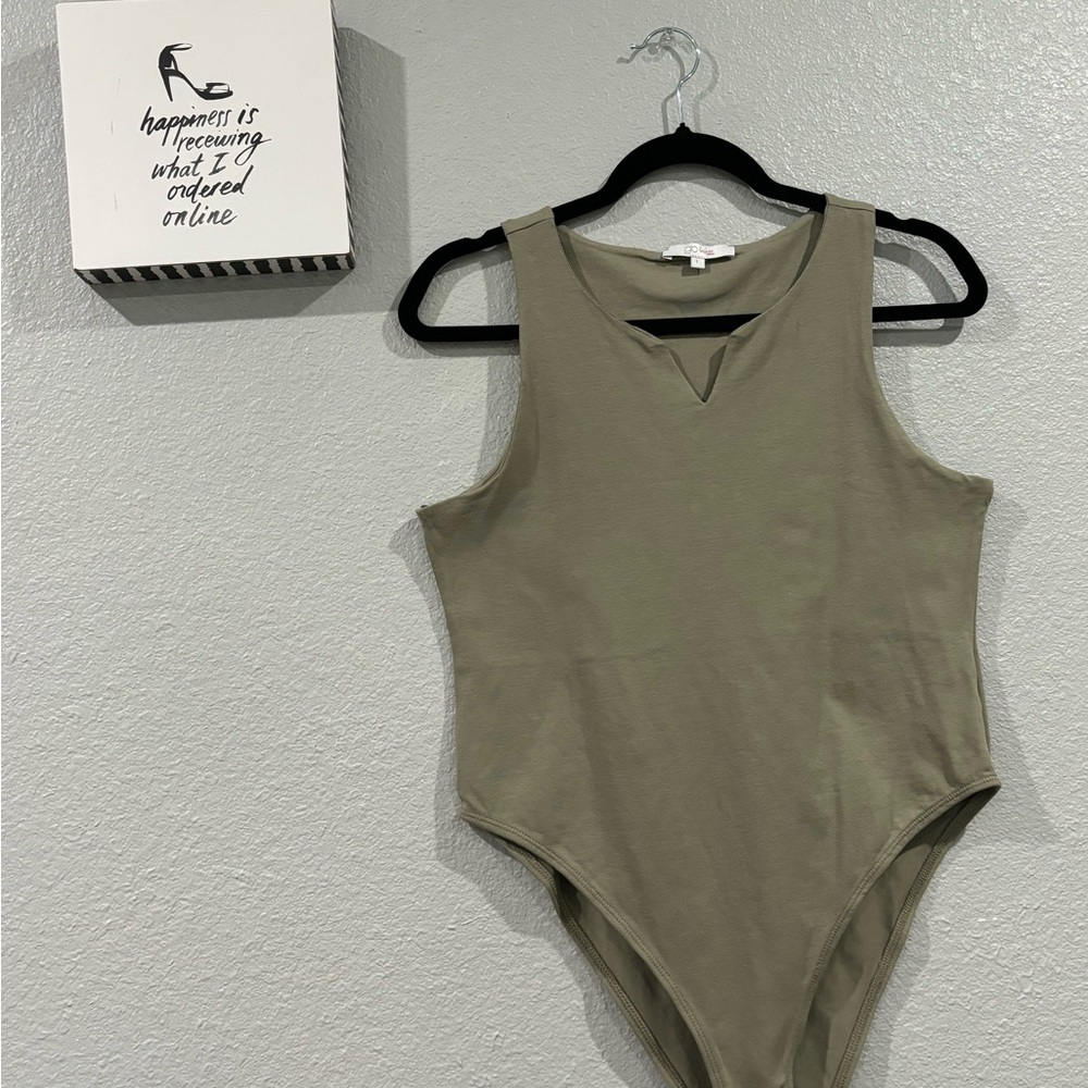 Olive Green Sleeveless Bodysuit